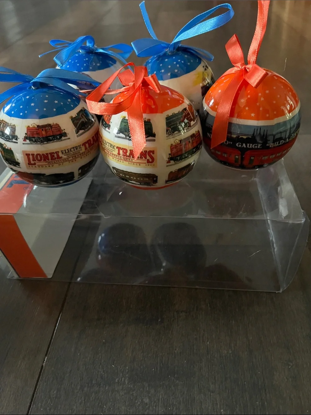 Lionel Holiday Train Ornament Set - Blue & Orange